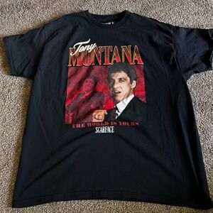 Scarface Tony Montana T-Shirt The World Is Yours Movie Graphic XL‎